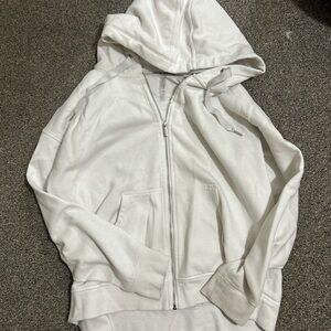 Calvin Klein White Zip-Up Hooded Sweater